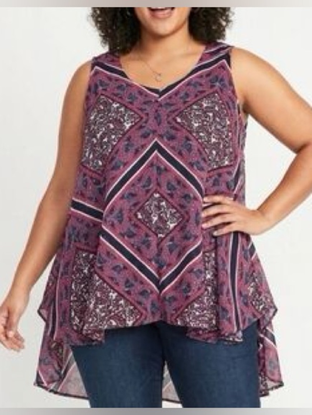 Westport  1962 Blouse Printed V-Neck Sleeveless Camisole Plus Size 1X